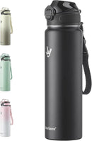 Enerbone 32 oz Insulated Water Bottle, Stainless Steel Bottle with Carrying Strap, Double-Wall Vacuum Insulation Design, Leakproof Sports Bottle with Straw, Keep Drinks Cold or Hot for Hours by CozyNest Decor
