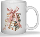 JINYO Coquette Pink Bow Books Mug, Book Coffee Cup, Reading Mugs for Book Lovers, Gifts for Readers Books Lovers Women, Bookish Bookworm Gifts for Women, Ceramic Coffee Tea Mug 11 oz by CozyNest Decor