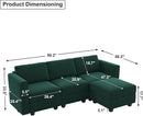 Belffin Convertible Sectional Sofa with Chaise Velvet L Shaped Sofa Couch Modular Sectional Sofa with Storage Green by CozyNest Decor