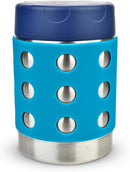 LunchBots Thermal 12 oz Triple Insulated Thermos - Hot 6 Hours or Cold 12 Hours - Leak Proof Thermos Soup Jar - All Stainless Interior - Navy Lid - Aqua Dots by TinyTreasures Baby Boutique