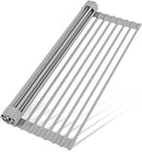 LEMIKKLE Roll Up Dish Drying Rack 17" x 13", Over The Sink Dish Drainer Rack, Foldable Sink Drying Rack, Anti-Slip Silicone Wrapped Dish Drainer for Kitchen Counter (Grey 17" x 13") by CozyNest Decor
