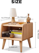 Bedside Table - 100% Solid Oak Wood Nightstand - Small Nightstand with Open Design - Small Side End Table for Bedroom Living Room, Easy Assembly (Natural Color) by CozyNest Decor