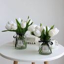 Buart White&Green Tulip Flowers Artificial Luxury Big Tulip Valentine's Day Mother's Day Easter Home Kitchen Wedding Decorations(11pcs) by CozyNest Decor