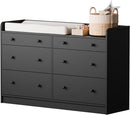Cozy Castle Baby Dresser with 6 Drawers and Large Table Top, Multi-Functional Chest of Drawer, Drawer Dresser with Three-Sided High Rails for Nursery, Children's Room, Bedroom, Black by TinyTreasures Baby Boutique