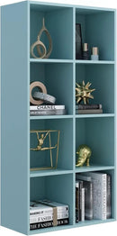 8-Cube Storage Shelf Bookcase - Wooden 4-Tier Floor Standing Open Bookshelf, Modern TV Stand up to 55 Inchs for Home and Office, Light Blue by CozyNest Decor