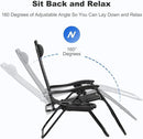 Nazhura Set of 2 Relaxing Recliners Patio Chairs Adjustable Steel Mesh Zero Gravity Lounge Chair Beach Chairs with Pillow and Cup Holder Black by CozyNest Decor
