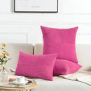Fancy Homi 2 Packs Hot Pink Big Decorative Throw Pillow Covers 24x24 Inch for Living Room Couch Bed, Rustic Farmhouse Boho Home Decor, Soft Corss Corduroy Patchwork Accent Square Cushion Case 60x60 cm by CozyNest Decor