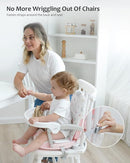 2in1 Portable Toddler Booster Seat, Grow with Baby Booster Seat for Dining Table with Removable Tray & Seat Pad, high Chair for Travel, ACE1013 Pink Flamingos by TinyTreasures Baby Boutique