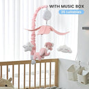 FEISIKE Crib Mobile for Girls Baby Mobiles with 3 Modes Digital Music Box（Turn Only, Music Only, Turn & Music, 35 Lullabies, Pink Elephant Nursery Mobile, Clamp Type, Pretty Box Packaging by TinyTreasures Baby Boutique