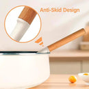 Silicone Cooking Utensils Set, 6 Pack Large Kitchen Utensils Set with Wooden Handle, Heat Resistant Silicone Utensil Spatula Set for Nonstick Cookware, Spatula, Turner, Spoon, Ladle BPA Free (White) by CozyNest Decor