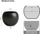 DTY Signature Mount Sherman Lightweight Durable Modern Fiberstone Sphere Planter for Indoor & Outdoor Drainage Hole & Rubber Plug Weather Resistant, 13.5" H x 17" Dia, 12" Opening- Medium, Black by CozyNest Decor