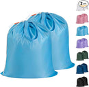 Polecasa Small Heavy Duty Laundry Bag with 130gsm Tear Resistant Fabric and Handles, Easy to Carry Durable Dirty Clothes Drawstring Bag, Perfect for College Dorm, Travel, 2 Pack 21”x24”, Gulf Blue by TinyTreasures Baby Boutique