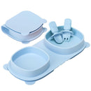 Silicone Foldable Novelty Dinner Plates,Suction Plates for Baby Travel Essential with Forks and Spoons,Microwave & Dishwasher Safe,Baby Blue by TinyTreasures Baby Boutique