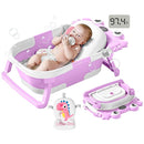 Collapsible Baby Bathtub for Infants to Toddler with Real-time Temp Monitor+Floating Cushion,Foldable Baby Bath Tub Set Applicable 0-36 Month,Portable Travel Bathtub for Newborns Girl (Purple) by TinyTreasures Baby Boutique
