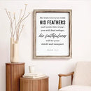 Christian Decor Signs, Framed Wall Plaque Sign 15 * 11.5 inches, Religious Home Decor, Inspirational Christian Gift for Him, He will Cover You with His Feathers Sign by CozyNest Decor