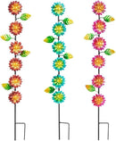 3Pack Flowers Decorative Garden Stakes,Spring Outdoor Metal Flowers Decorations,Metal Yard Art for Outside Patio Porch Decor（22.6 * 5.1IN） by CozyNest Decor
