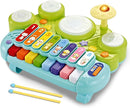 Fisca 3 in 1 Musical Instruments Toys, Electronic Piano Keyboard Xylophone Drum Set - Learning Toys with Lights for Baby & Toddler 1 2 3 Year Old Boys and Girls by TinyTreasures Baby Boutique