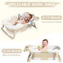 MoreFeel Collapsible Baby Bathtub for Newborn with Thermometer & 1 Hooded Towel & 1 Soft Floating Cushion,Portable Travel Bathtub with Drain Hole, Durable Foldable Baby Tubs for Infants to Toddler by TinyTreasures Baby Boutique