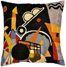 Kandinsky Grand Torre Kiev Pillow Cover Black Abstract Pillowcase Modern Couch Pillowsham Chair Cushions Handembroidered Wool 18x18 Inch by CozyNest Decor