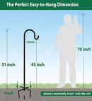 Artibear Adjustable Outdoor Shepherd Hook Stand with 5 Prong Base, 60 Inches Tall 3/5 in Thick, Shiny Black (1 Packs) by GreenHaven Gardens