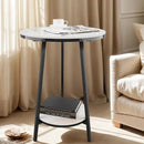 Side Table - Sintered Stone End Couch Table with Metal Frame & Gold Veins for Sofa Living Room Bedroom Bedside Coffee Small Spaces - Waterproof, Scratch-Resistant - Easy Assembly by CozyNest Decor