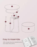 VASAGLE Side Table with Charging Station, Round End Table with Fabric Basket, Nightstand with Power Outlets, USB Ports, for Living Room, Bedroom, Modern, Jelly Pink and Cream White ULET228R01 by CozyNest Decor