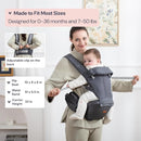 BabbleRoo Grow Carrier – Safety-Certified 6-in-1 Baby Carrier with Hip Seat, Ergonomic & Adjustable Toddler Carrier 7-50 lbs with Hip Support, Hood for Sun Protection, Newborn to Toddler, Gray by TinyTreasures Baby Boutique