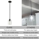 Black Pendant Lights Kitchen Island,Modern Farmhouse Glass Pendant Light,Light Fixture Kitchen Pendant Mini Hanging Light Fixture for Sink (1 Pack Black stem Rod) by CozyNest Decor