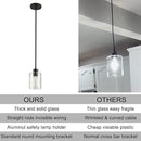 Black Pendant Lights Kitchen Island,Modern Farmhouse Glass Pendant Light,Light Fixture Kitchen Pendant Mini Hanging Light Fixture for Sink (Black 2 Pack Stem Rod) by CozyNest Decor