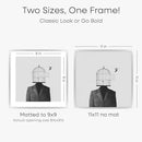 Homeforia 11x11 Picture Frame Silver, High End Metal 11 by 11 Square Frames with Mat 9 x 9 Photo, 11x11 Thin Poster Frame Matted to 9x9 inch Art, Wall Hanging Frame, Tempered Glass, Wall Kit, Set of 1 by CozyNest Decor