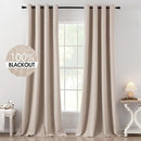 MIULEE 100% Blackout Linen Textured Curtains for Bedroom Solid Thermal Insulated Natural Beige Grommet Room Darkening Curtains & Drapes Luxury Decor for Living Room Nursery 52 x 120 Inch (2 Panels) by TinyTreasures Baby Boutique