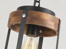 2 Pack Rustic Farmhouse Wood Pendant Light Fixture One-Light Adjustable Chain Oak Wood and Metal Drum Cage Small Pendant Lighting for Kitchen Island Sink Hallway Farmhouse Bathroom Bar, Black by CozyNest Decor