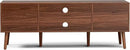 TV Stand for Living Room, Mid Century Modern Entertainment Center for 55/60/65 inch TVs, TV Console with Fluted Door Cabinets and Open Shelves, for Bedroom, Walnut by CozyNest Decor