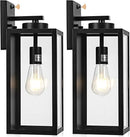 16-inch Dusk to Dawn Outdoor Wall Light Fixture, Large Black Exterior Wall Lantern Waterproof, Farmhouse Porch Sconce Lighting, Modern Wall-Mounted Outside Lights for House Garage, Patio Lamp, 2 Packs by GreenHaven Gardens