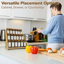 Bamboo Spice Rack Organizer - 3 Tier Foldable Wooden Spice Rack for Countertop, Cabinet & Drawer- Organic Bamboo-Extra Sturdy Wooden Spice Shelf, No Spice Jars Included by CozyNest Decor