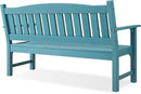 Psilvam 3-Person Outdoor Memorial Bench, All-Weather Poly Lumber Garden Bench, Rot-Resistant Outdoor Patio Bench for Park,Porch,and Church(Blue) by CozyNest Decor