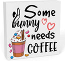 Rustic Farmhouse Easter Country Home Office Coffee Tables Desk Decor Coffee Bar Some Bunny Needs Coffee Sign Cubicle Shelf Tiered Tray Decor Gift Ideas 5 X 5 Inch by CozyNest Decor