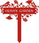 Customized Metal Birds and Flowers, Personalized Garden Sign with Stake, Gardening Decor for Outdoor, Patio and Farmhouse Decorations by CozyNest Decor