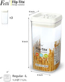 Felli Flip Tite Food Storage Container with Lid Airtight 4" Ring Seal Flip Top, Stackable Acrylic Canister Jar for Pantry Kitchen Counter, Snack Coffee Bean Granola Pet Treats Cracker Holder (1.3 qt) by TinyTreasures Baby Boutique