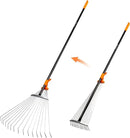 Leaf Rake for Lawns, Adjustable Garden Rake for Leaves with Long Handle, 61 Inches by GreenHaven Gardens