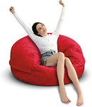 Bean Bag Chair for Adults 3FT,Soft Removable Cover for Teens/Girls Bedroom,Fluffy Giant Round Floor Beanbag Lounger Chairs (No Filler,Big Red) by CozyNest Decor