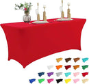 IVAPUPU 6FT Table Cloth for Rectangular Fitted Events Stretch Red Table Covers Washable Cover Spandex Tablecloth Protector for Party, Wedding, Cocktail, Banquet, Festival by CozyNest Decor