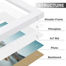 Vittanly 8x10 Picture Frames Set of 9, Shatter Resistant Plexiglass, Display 5x7 Pictures with Mat or 8x10 without Mat, Photo Frames for Wall or Tabletop, Engineered Wood, White by CozyNest Decor