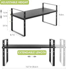Expandable Cabinet Shelf Organizer Rack, Stackable Kitchen Counter Storage Shelves Stand, Adjustable Height Pantry Shelf Spice Rack (Black, 1 Pack)