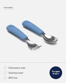 Lalo PAW Patrol Utensils - Toddler Fork and Spoon Set - Stainless Steel and Silicone Ergonomic Toddler Utensils - Children Safe Flatware Set - 2 Pieces - Chase by TinyTreasures Baby Boutique