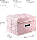 PRANDOM Foldable Storage Boxes with Lids [5-Pack] Fabric Decorative Storage Bins Cubes Organizer Containers Baskets with Cover Handles Divider for Bedroom Closet Living Room Pink 9.8x7.9x6.7 Inch by TinyTreasures Baby Boutique