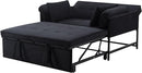 Pull Out Sofa Bed, 46” Futon Couch with Convertible Sleeper, Velvet Pull Out Couch with Adjustable Backrest, Small Sofa Bed with 2 Pillows for Living Room Office Guest Room, Black
