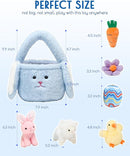 7 Piece Plush Stuffed Animals Playset Toys with Rabbit, Chick, Lamb, Carrot, Egg, Flower, Furry Bag, Soft Basket Set Toys for Girls Kids Ages 3+, Birthday Christmas Valentines Easter Party Favors by TinyTreasures Baby Boutique