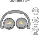 POGS Kids Bluetooth Wireless Headphones | The Gecko 2 | Foldable, Durable Headphones for Kids 3+ | Volume Limited 85 dB, Microphone | On-Ear | Wireless Music-Sharing Function (rGrey) by TinyTreasures Baby Boutique
