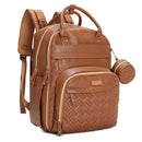 BabbleRoo Leather Diaper Bag Backpack - Baby Essentials Travel Baby Bag, Multi function, Waterproof, with Changing Pad, Stroller Straps & Pacifier Case – Unisex, Natural Brown by TinyTreasures Baby Boutique